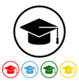 graduation cap flat icon with color variations vector image vector image