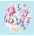 watercolor floral round frame of red roses vector image