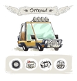 cartoon beach suv set vector image vector image