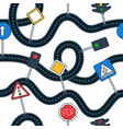 roadn and sign seamless pattern roads and road vector image vector image