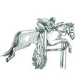 show jumping hand drawn line art technique vector image