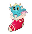 cute cartoon green dragon in santa hat 2024 new vector image vector image