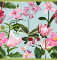 pink flowers seamless floral pattern vector image