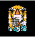 skull summer beach t-shirt graphic design vector image