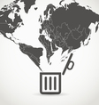 globe flowing into a garbage basket vector image vector image