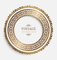 vintage round frame with gold border pattern vector image vector image