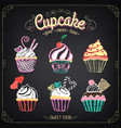 cupcake collection chalking freehand drawing vector image vector image