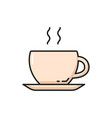 steaming cup of tea or coffee in cup on saucer vector image