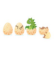 dino or dragon hatching out crashing egg vector image