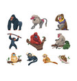 monkeys collection cartoon ape characters vector image vector image