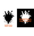 basketball league players and ball in basket hoop vector image vector image