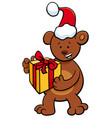 bear with gift on christmas time vector image