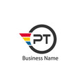 initial letter pt logo template design vector image