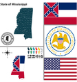 map of mississippi with seal vector image