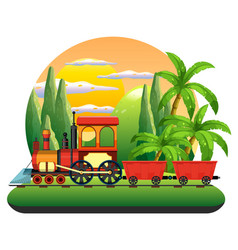 Train and many carts on track Royalty Free Vector Image
