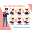 allergy symptoms healthcare problems sickness vector image