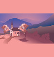 catholic church in sunrise mountains vector image vector image