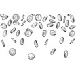 seamless background with falling coins sketch vector image vector image