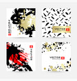 hand drawn cards with black gold and red ink vector image vector image