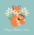 mothers day with fox and its baby card vector image vector image