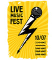 rock poster with microphone and lightning grunge vector image vector image