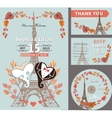 wedding invitation setautumn leaveseiffel tower vector image