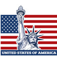new york city and statue of liberty usa flag vector image
