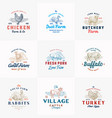 premium cattle and poultry farm retro badges vector image