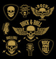 set rock and roll emblems design element vector image vector image