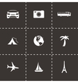 black travel icons set vector image