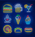 fast food and drink neon signs vector image vector image