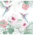 tropical vintage hibiscus plumeria floral pattern vector image