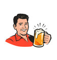 happy man with a beer cartoon vector image vector image