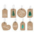 collection of kraft paper christmas gift tags vector image
