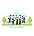 graduation day happy students celebrating vector image vector image
