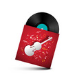 vinyl record - retro lp disc in red paper cover vector image vector image