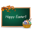 a board with happy easter greeting vector image
