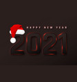 happy new year 2021 cover with santa hat template vector image