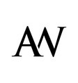 initial aw alphabet logo design template vector image