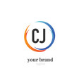 initial letter cj creative swoosh design logo vector image
