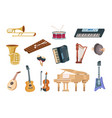 cartoon musical instruments acoustic electric vector image vector image