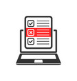 questionnaire laptop icon in flat style online vector image