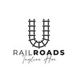 railroad track logo with letter u vector image