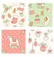 set of seamless christmas patterns in retro style vector image vector image