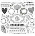 hand drawn doodle romantic set linear vector image