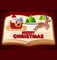 paper cut of santa on sleigh on the book vector image vector image