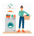 happy woman in laundry vector image vector image