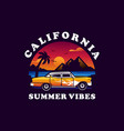summer beach with classic car logo vector image vector image