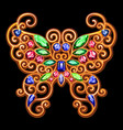 golden decoration of a butterfly on a black vector image vector image