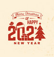 merry christmas and 2021 happy new year stamp vector image vector image
